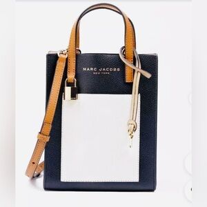 MARC JACOBS Calfskin Mini Grind Tote Bag in Smoked Almond Multicolor NWT